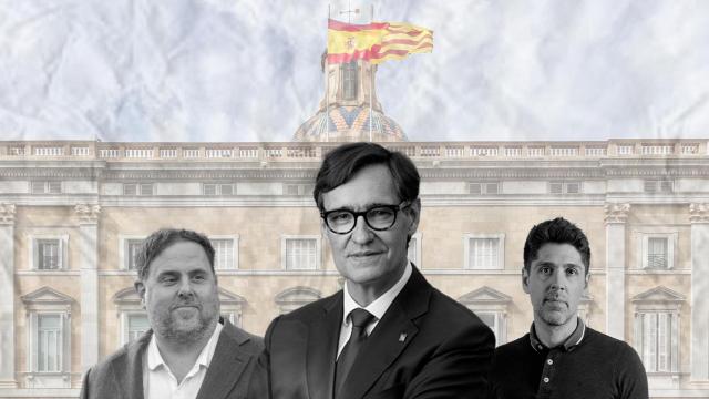 Fotomontaje de Salvador Illa junto a Oriol Junqueras y David Cid