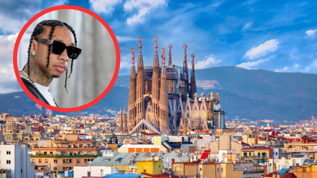 Fotomontaje de Tyga y una imagen de Barcelona