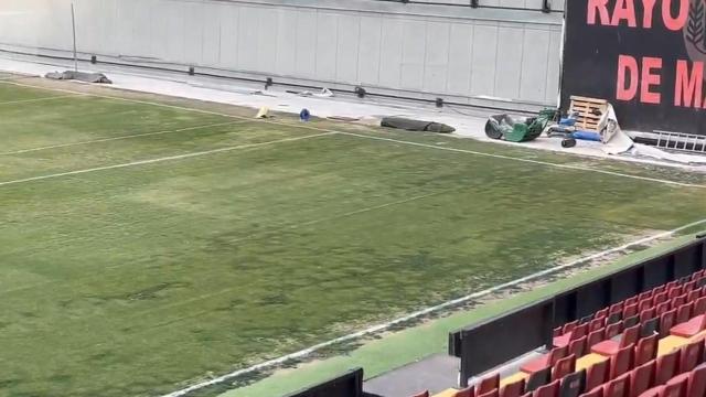 El césped de Vallecas a tres días del Barça-Rayo de Liga