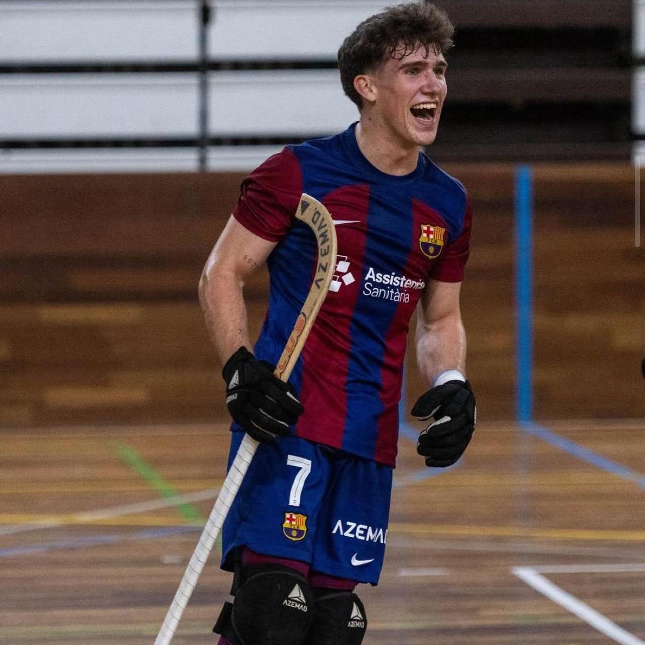 Jan Munné con el Barça de hockey patines