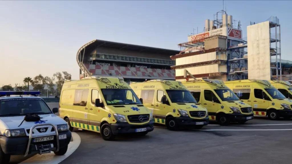 Vehículos sanitarios en el Circuito de Barcelona-Catalunya