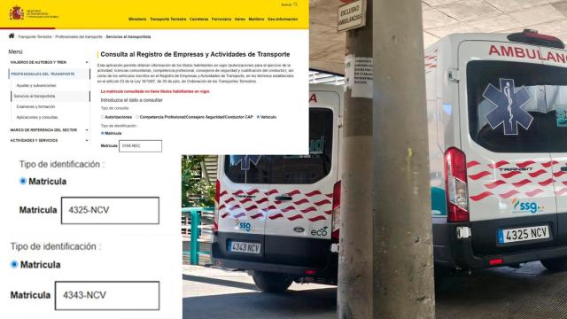 Imagen de dos ambulanciasde SSG en Aragón y su falta de título habilitante