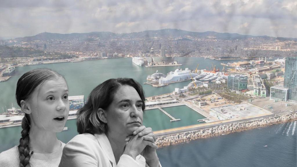 Greta Thunberg, Ada Colau y Marina Vela Barcelona, donde atracó la Flotilla ayer