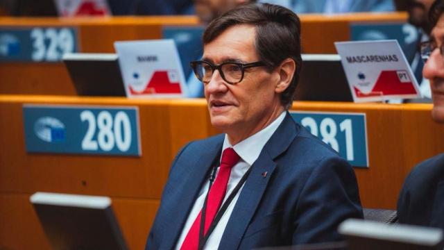 Salvador Illa, en el Parlamento Europeo, en febrero de 2025