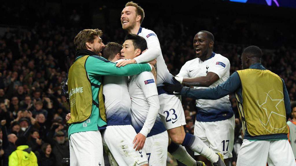 Los Spurs celebran su gol ante el City en la Champions de 2019