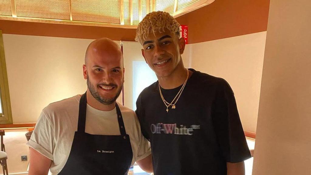 Lamine Yamal y Víctor Pardo en La Bonaigua