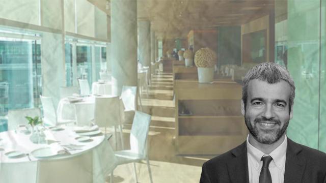Fotomontaje del presidente de Aena, Maurici Lucena, y del extinguido restaurante Porta Gaig