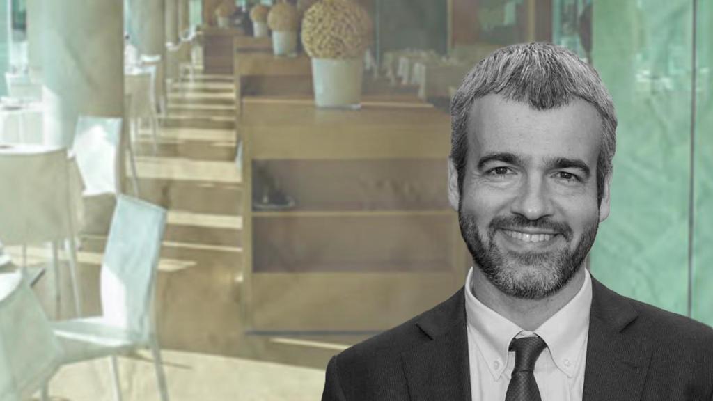 Fotomontaje del presidente de Aena, Maurici Lucena, y del extinguido restaurante Porta Gaig