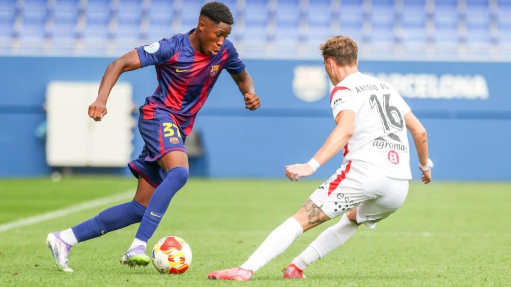 Sama Nomoko, en el partido del Barça B contra la UE Porreres