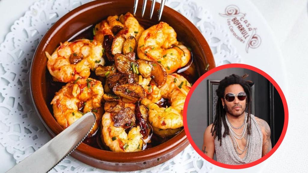 Fotomontaje Lenny Kravitz y gambas al ajillo