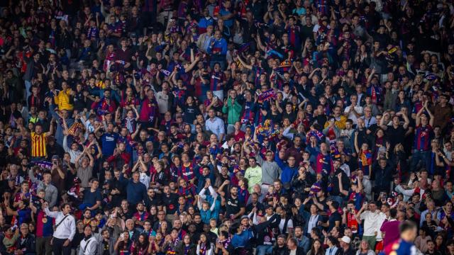 La afición del Barça en Montjuic