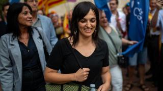 La diputada de Aliança Catalana, Silvia Orriols, a su llegada a un acto de Aliança Catalana con motivo de la Diada