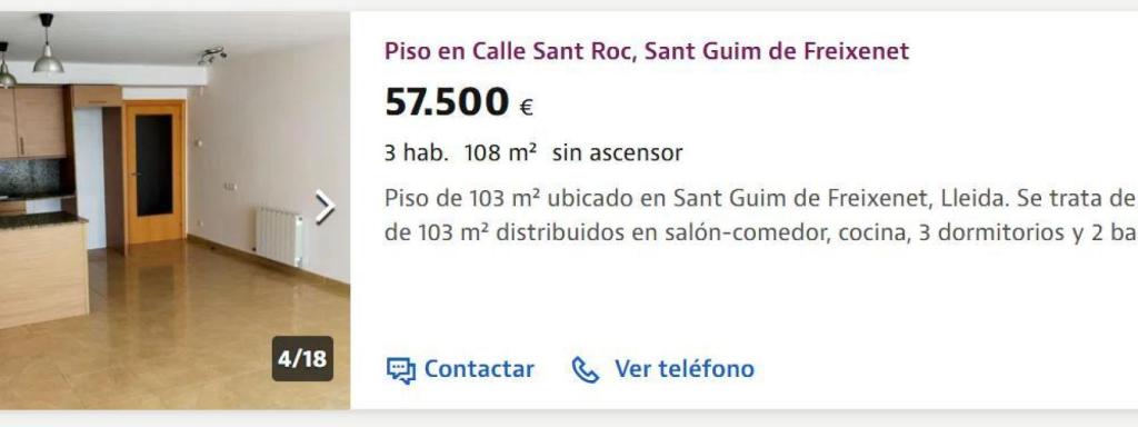 Captura de pantalla de Idealista de la vivienda