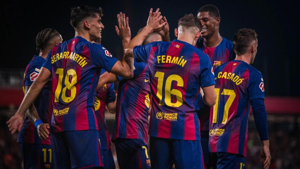 El Barça celebra un gol ante el Valencia en el Johan Cruyff