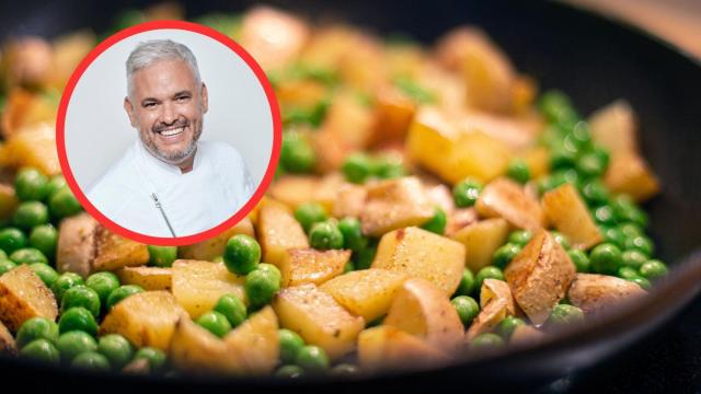 Nandu Jubany y plato de guisantes