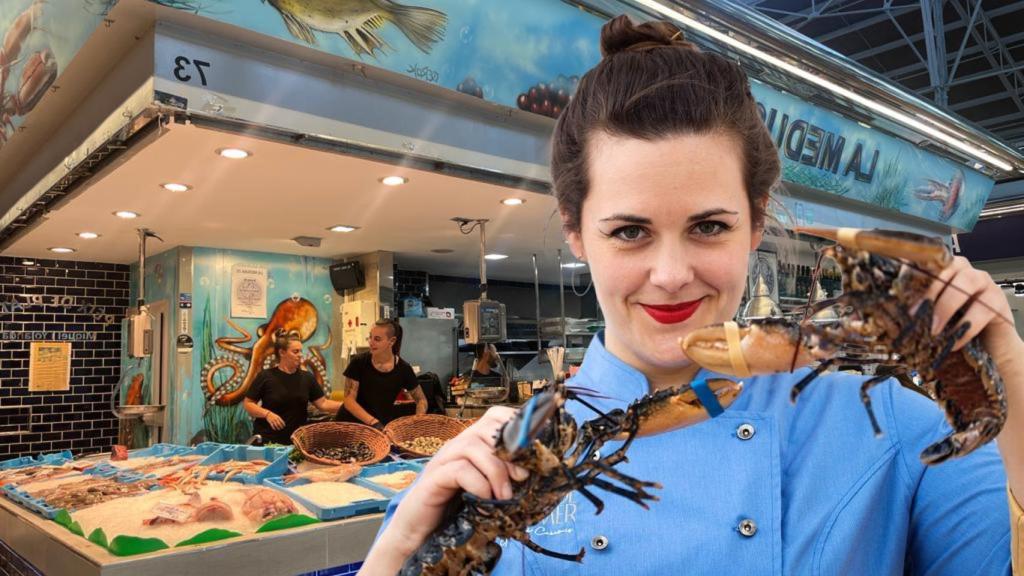 Montaje con Gessamí Caramés y pescadería del mercado de abastos / CG
