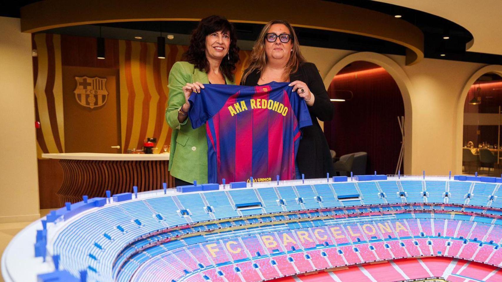 Ana Redondo, Ministra de Igualdad del Gobierno de España, y Elena Fort, vicepresidenta institucional del Barça