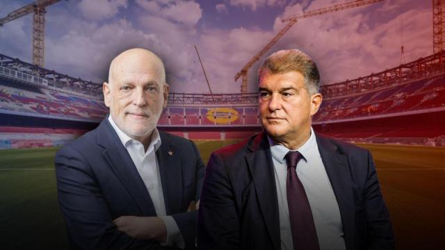 Javier Tebas y Joan Laporta en un montaje