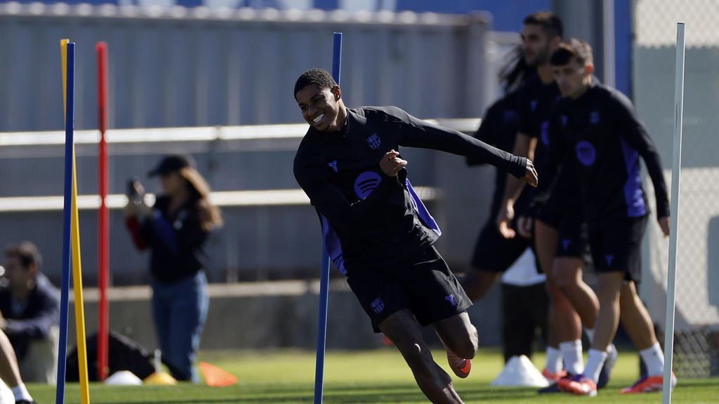 Marcus Rashford s'entrena a la Ciutat Esportiva, abans del Real Oviedo-Barça