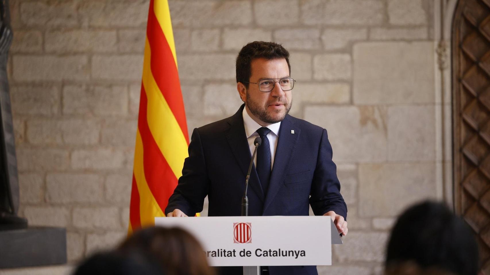 El 'expresident' Pere Aragonès, durante una rueda de prensa en el Palau de la Generalitat, a 6 de agosto de 2024
