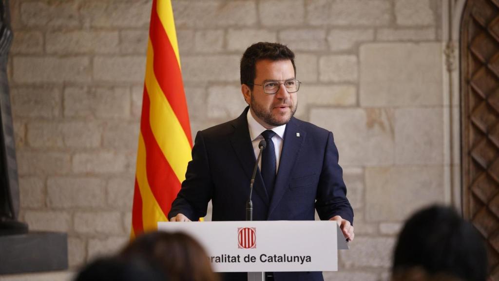 El 'expresident' Pere Aragonès, durante una rueda de prensa en el Palau de la Generalitat, a 6 de agosto de 2024