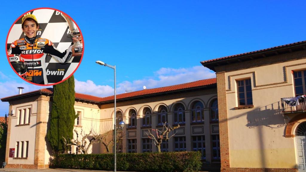Montaje del colegio Jaume Balmes en Cervera con Marc Márquez / CG