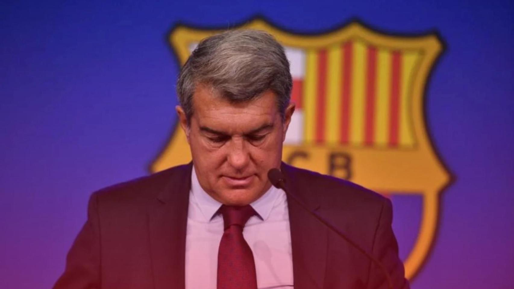 El presidente del FC Barcelona, Joan Laporta, en un fotomontaje