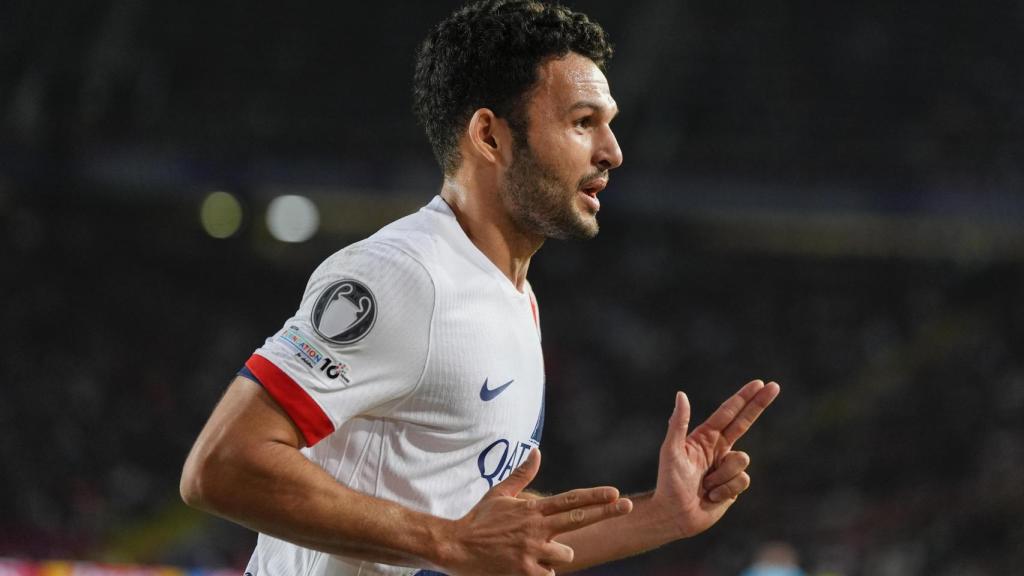 Gonçalo Ramos celebra su gol en el Barça-PSG