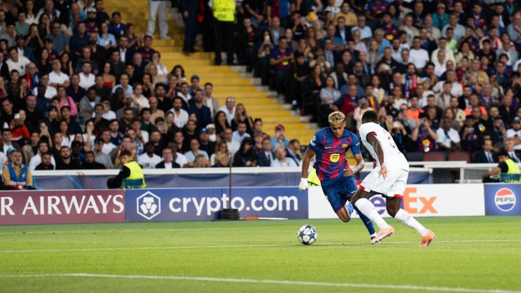 Lamine Yamal, durante el Barça-PSG