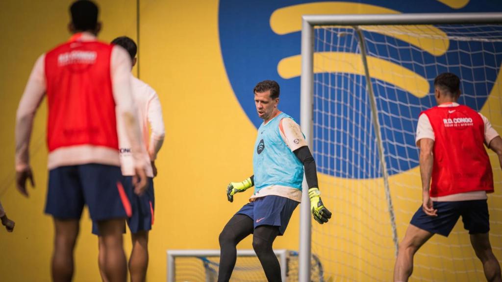 Wojciech Szczesny, en un entrenamiento del Barça