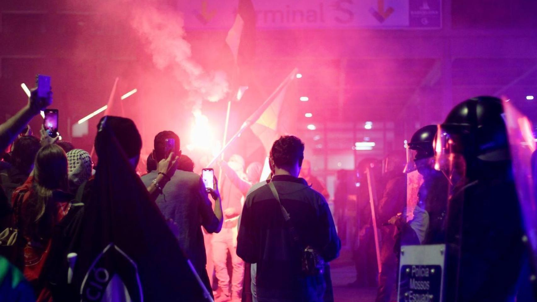 Manifestantes a favor de Palestina