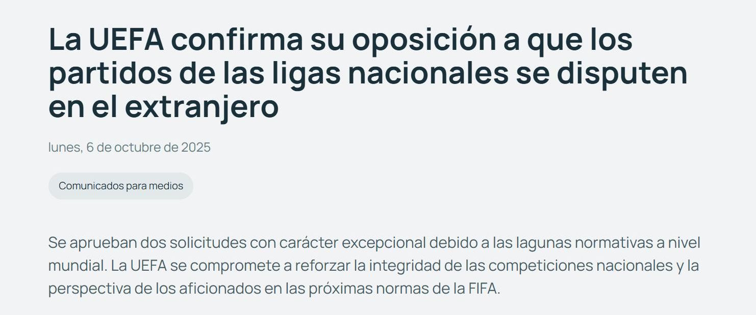 La UEFA aprova el Villarreal-Barça a Miami amb reticències