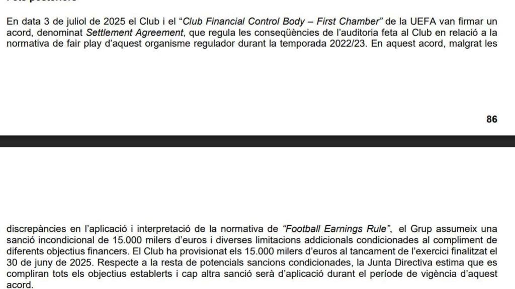 El Barça provisiona els 15 milions de multa imposada per l'òrgan de control econòmic de la UEFA