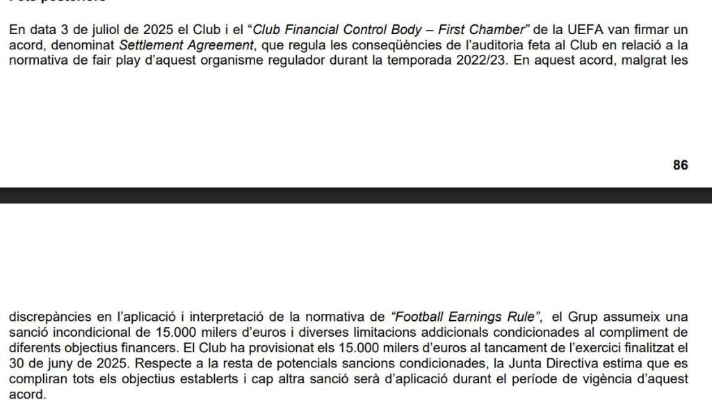 El Barça provisiona els 15 milions de multa imposada per l'òrgan de control econòmic de la UEFA