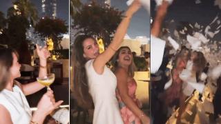 Tres instantes de la fiesta de Safe Investments Group en un 'rooftop' de Dubái