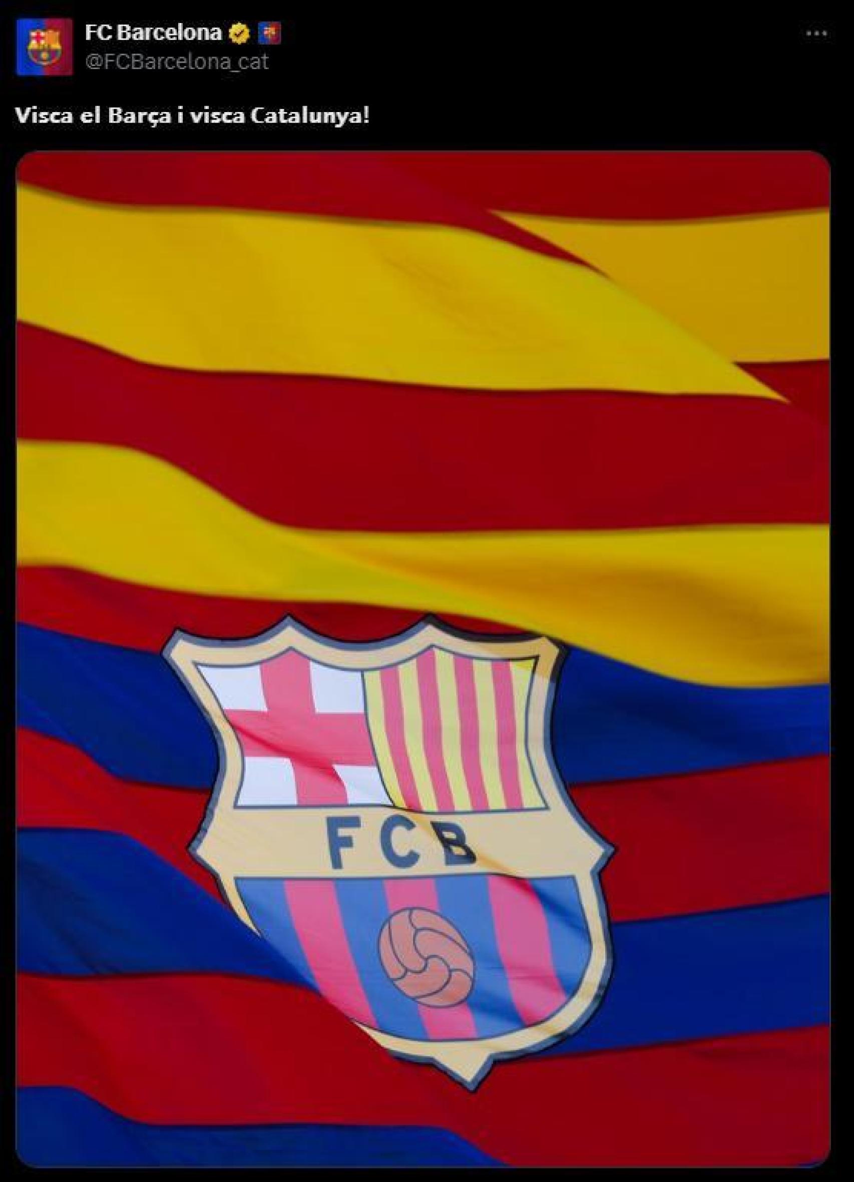 La publicación del Barça en redes durante el 12-O