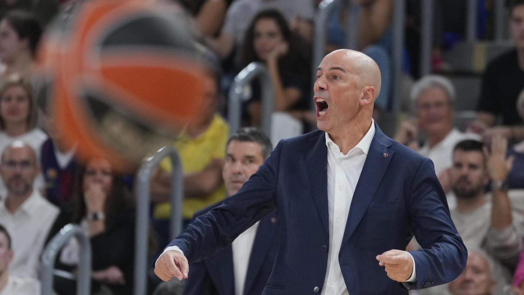 Joan Peñarroya, durante el Barça-Lleida de basket