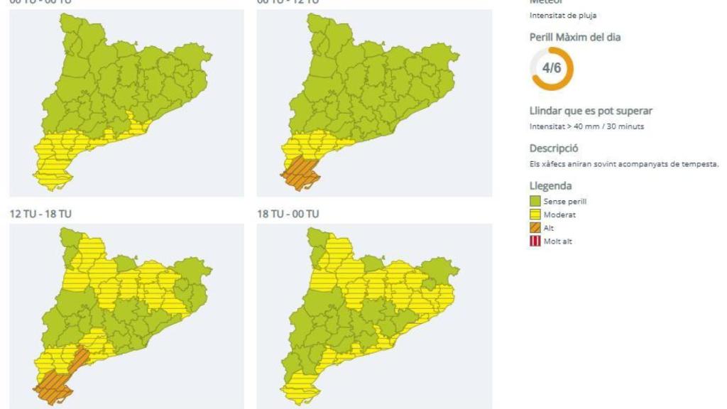Aviso meteorológico por intensidad de la lluvia este lunes