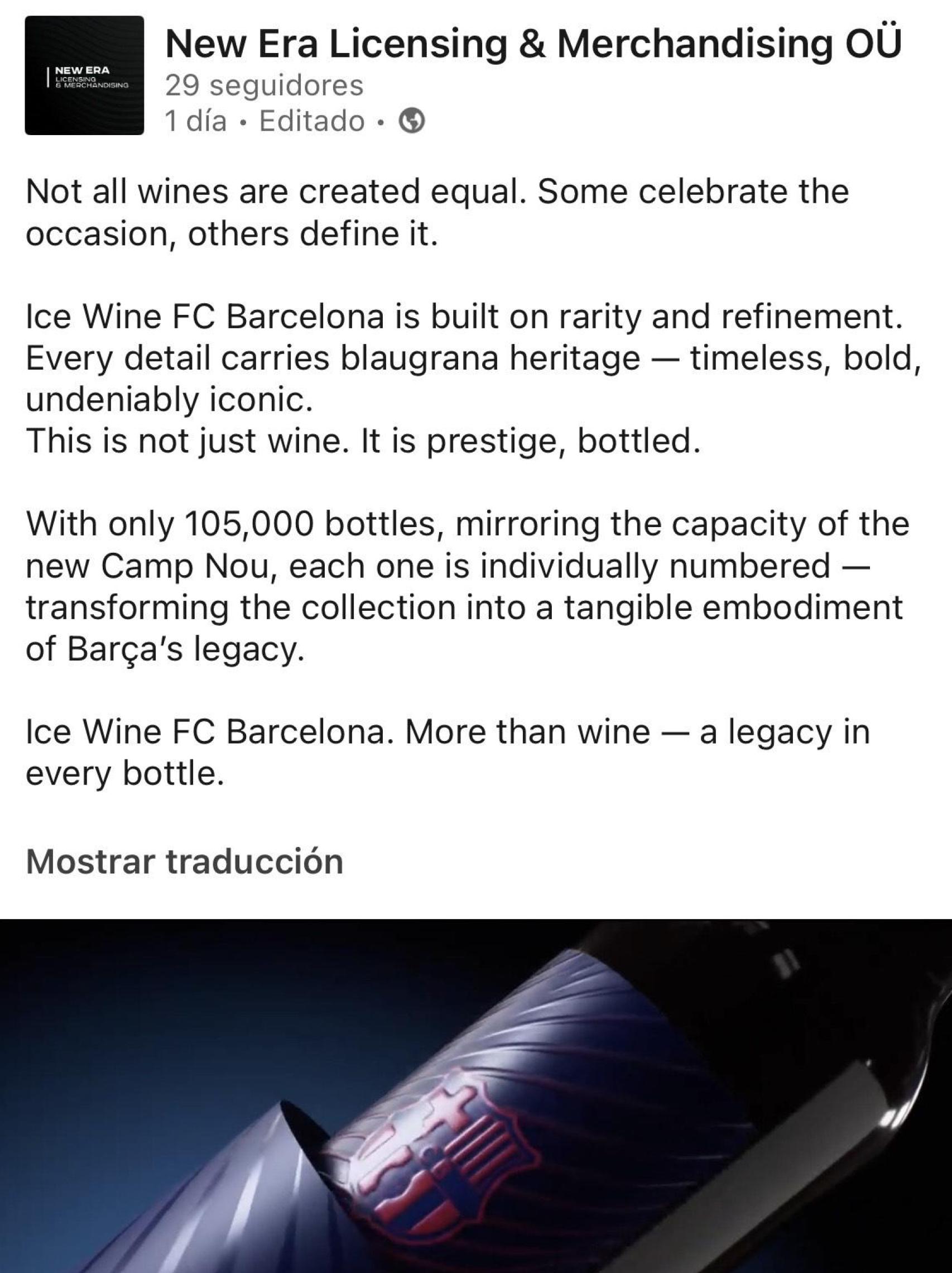 New Era promociona el vino del Barça a través de LinkedIn (1)