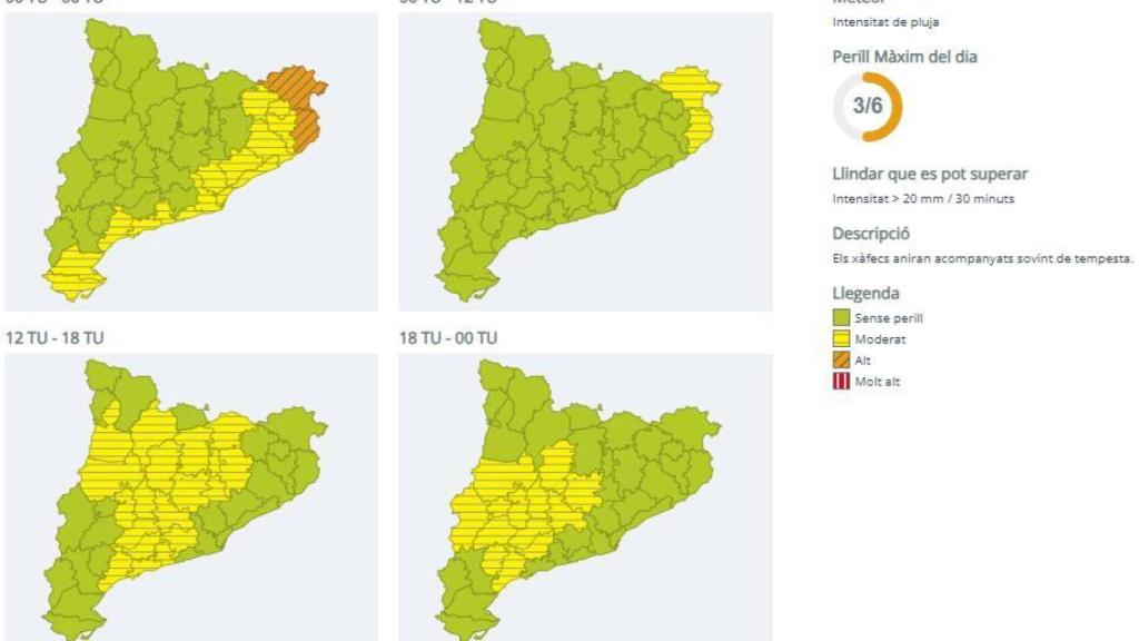 Avisos meteorológicos por lluvias intensas este martes