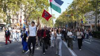 La marcha estudiantil por Palestina el mediodía del miércoles en Barcelona