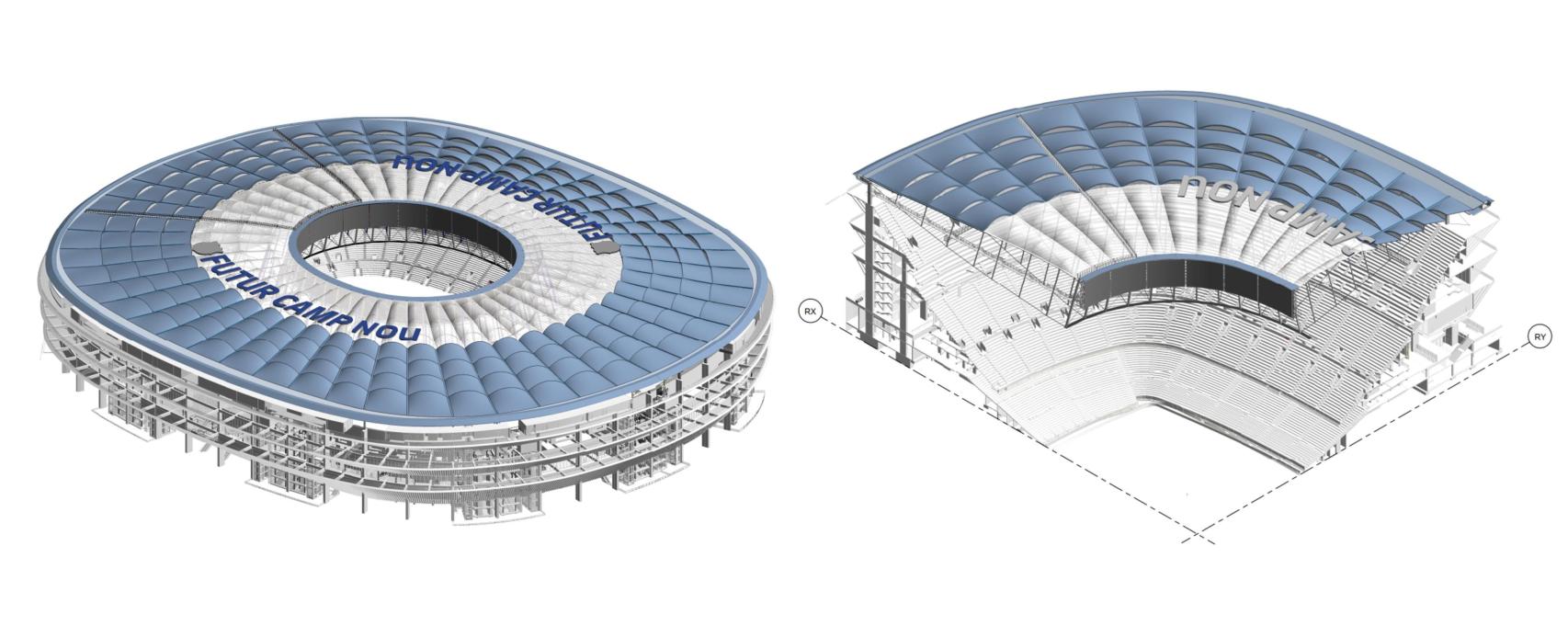 La propuesta de cubierta de cables del Camp Nou, por IDOM