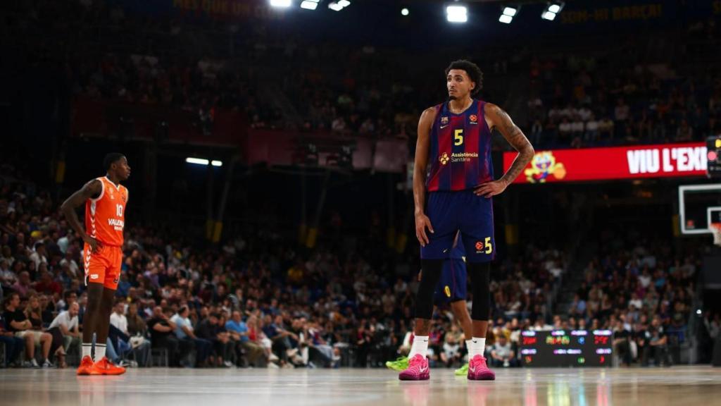 Miles Norris, en un partit del Barça de bàsquet a l'Eurolliga contra el València Basket