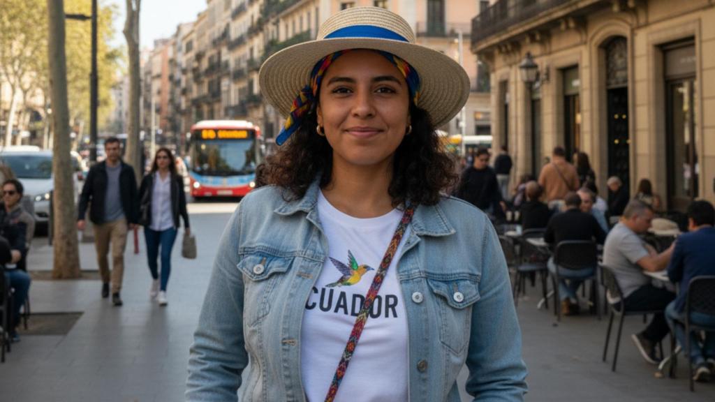 Chica ecuatoriana en Barcelona / Generada con IA