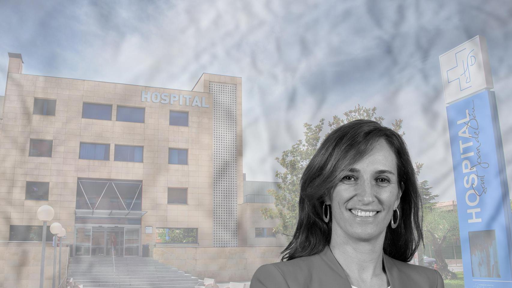 El Hospital Sant Joan de Déu de Martorell, de fondo, con la ministra de Sanidad, Mónica García