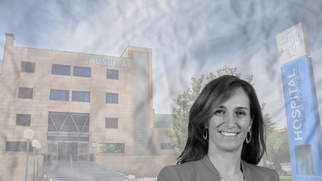 El Hospital Sant Joan de Déu de Martorell, de fondo, con la ministra de Sanidad, Mónica García
