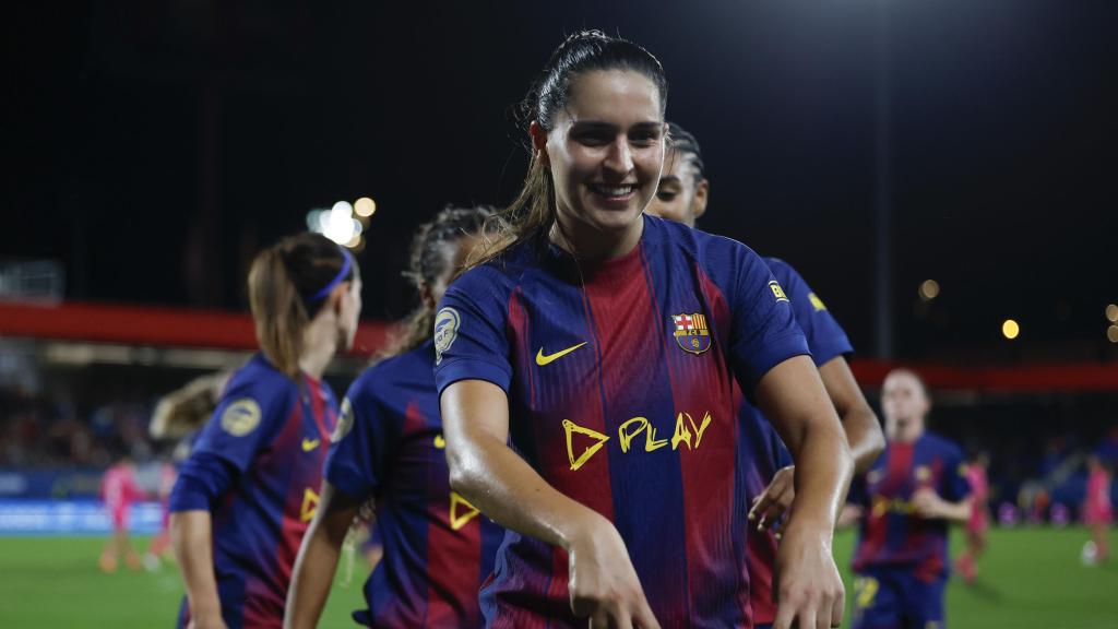 Kika Nazareth celebra el seu gol al Barça Femení-Granada