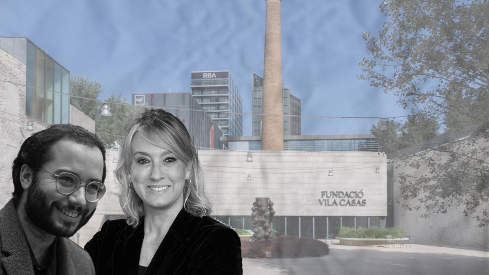 Bernat Puigdollers y Montserrat Viladomiu con el museu Can Framis de fondo