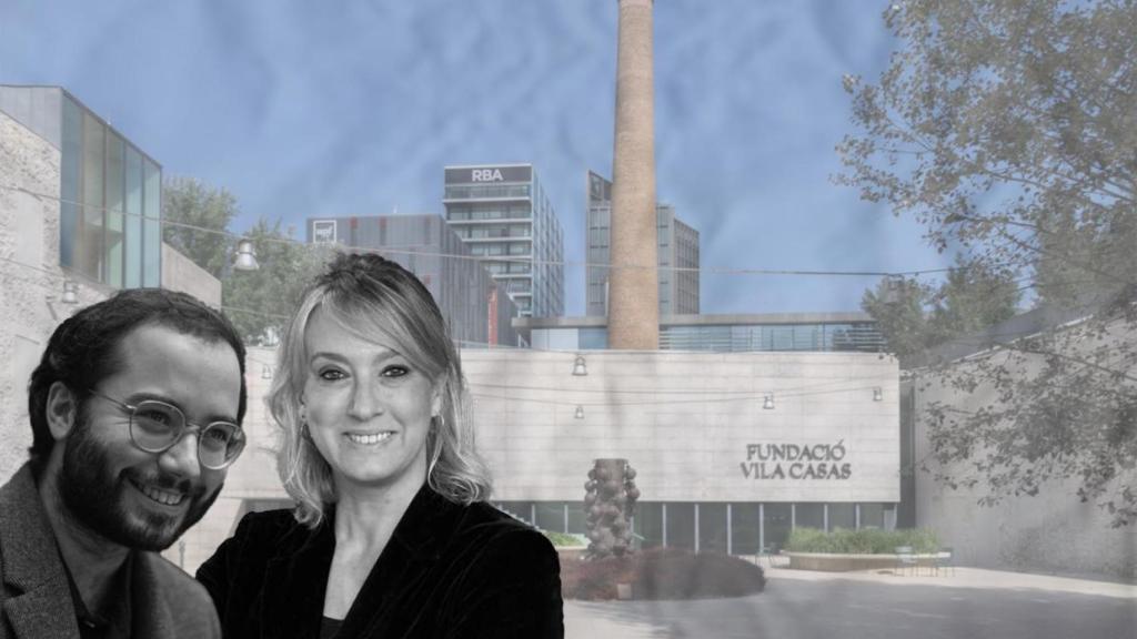 Bernat Puigdollers y Montserrat Viladomiu con el museu Can Framis de fondo