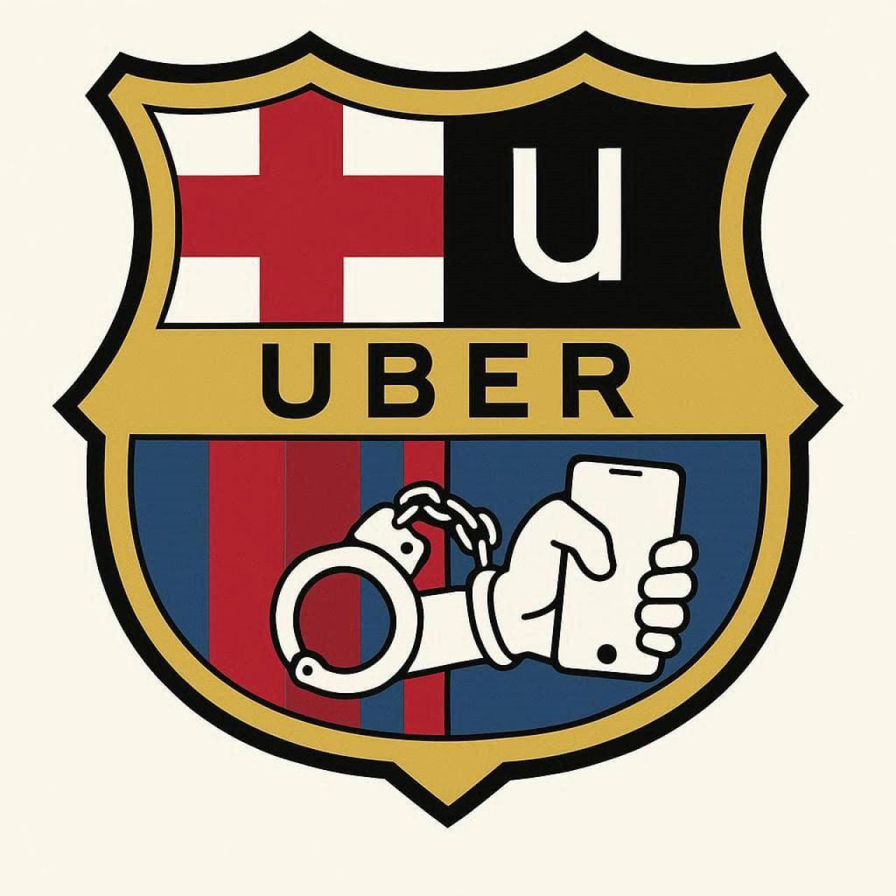 El logotip creat per Élite Taxi en protesta de l'acord del Barça amb Uber